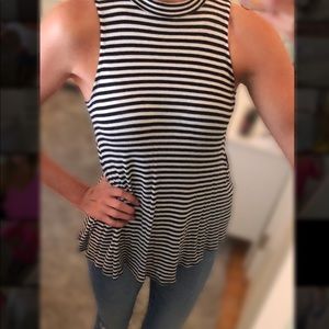 Striped Halter Neck Tank Top